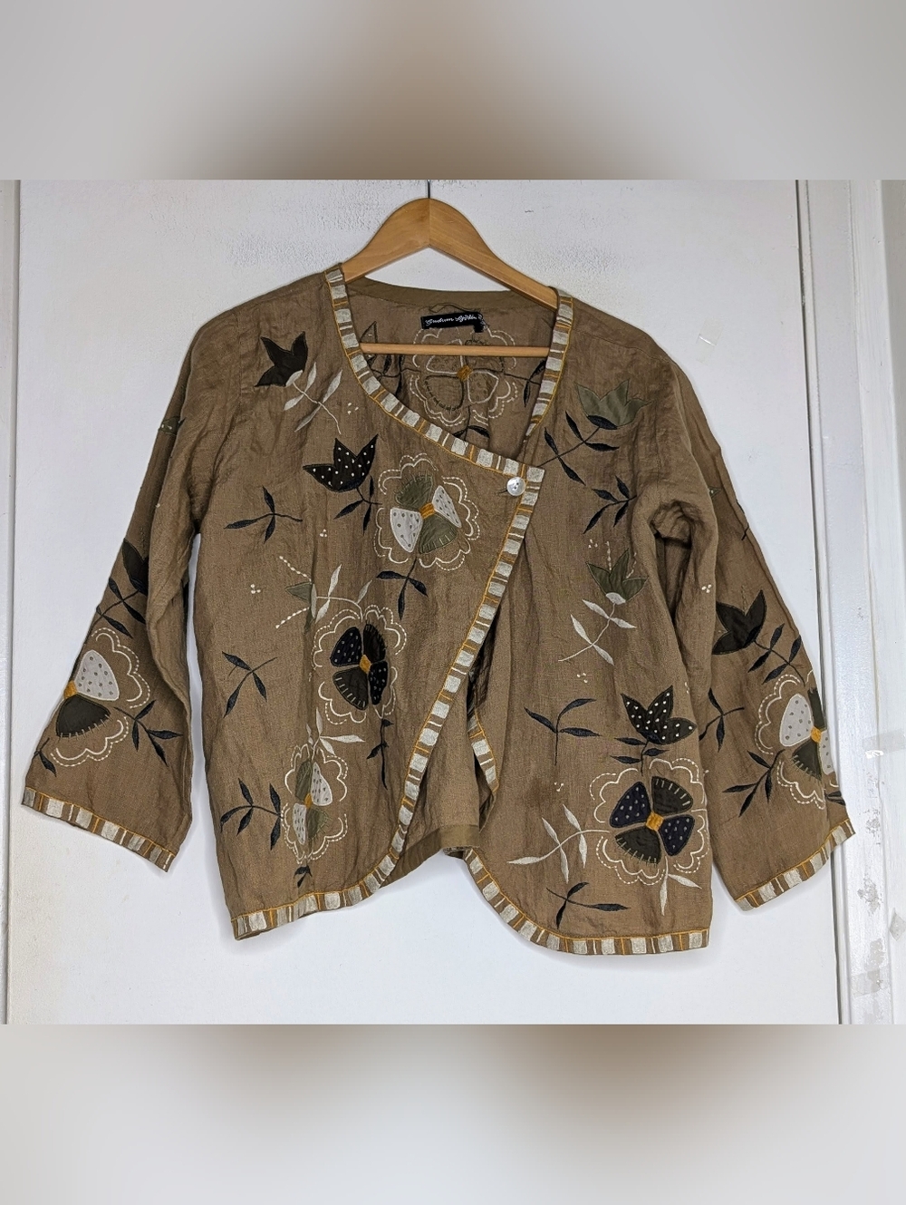 Gudrun Sjödén Embroidered Artisanal Linen Jacket size medium